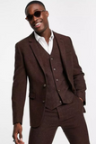 Men Tweed Brown Suit Formal Fashion Suit Wedding Suit Sainly