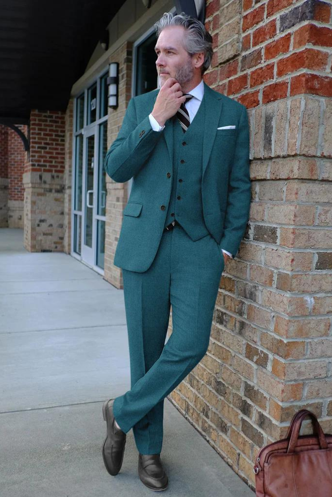 Men Green Tweed Suit Slim Fit Winter Suit Formal Green Tweed Suit Sainly