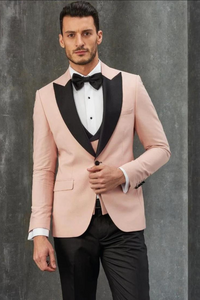 Men Peach Tuxedo Suit 3 Piece Peach Suit Wedding Slim Fit Suit Sainly