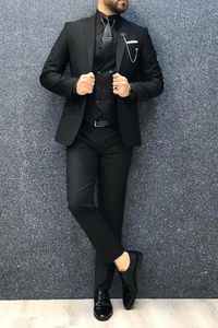 Men Black 3 Piece Suit Wedding Black Suit Wedding Slim Fit Suit Sainly