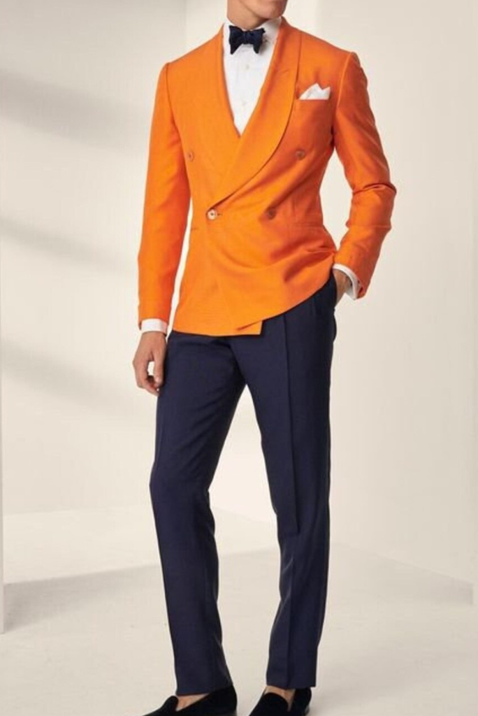 Men Orange Suit Two Piece Suit Orange Dinner Suit Tuxedo Suit Sainly