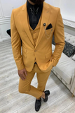 Men Yellow Three Piece Suit Wedding Suit One Button Suit Yellow Sainly