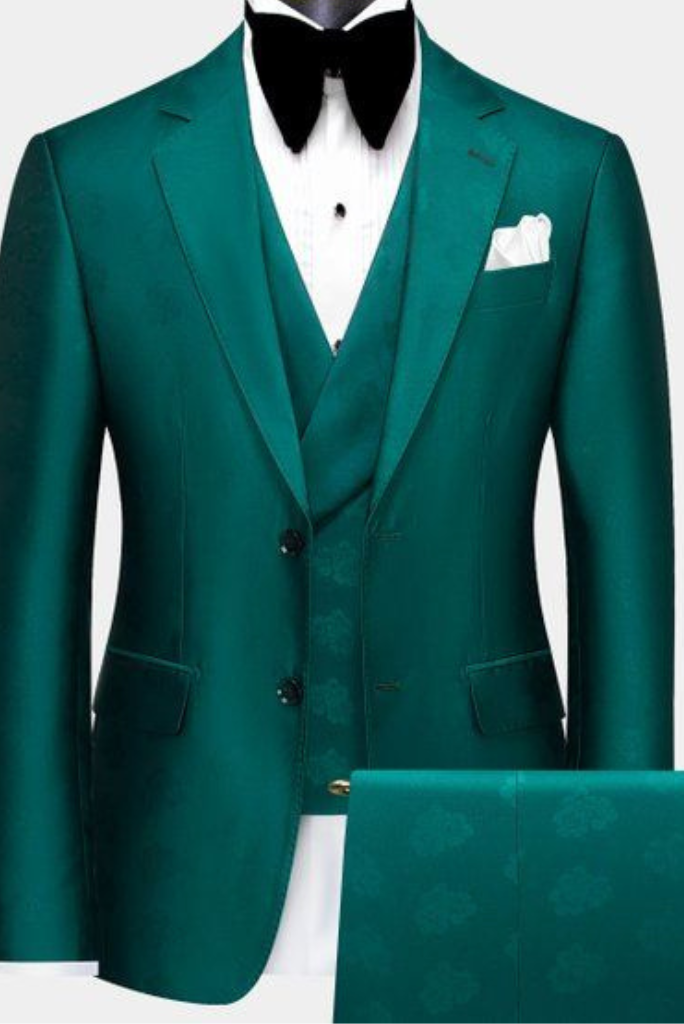 Men 3 Piece Suit Teal Green Tuxedo Wedding Suit Dinner Suit Sainly