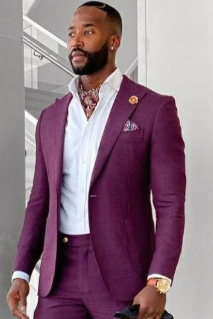 Men Formal Purple Coat Wedding Blazer Tailoring Coat Sainly