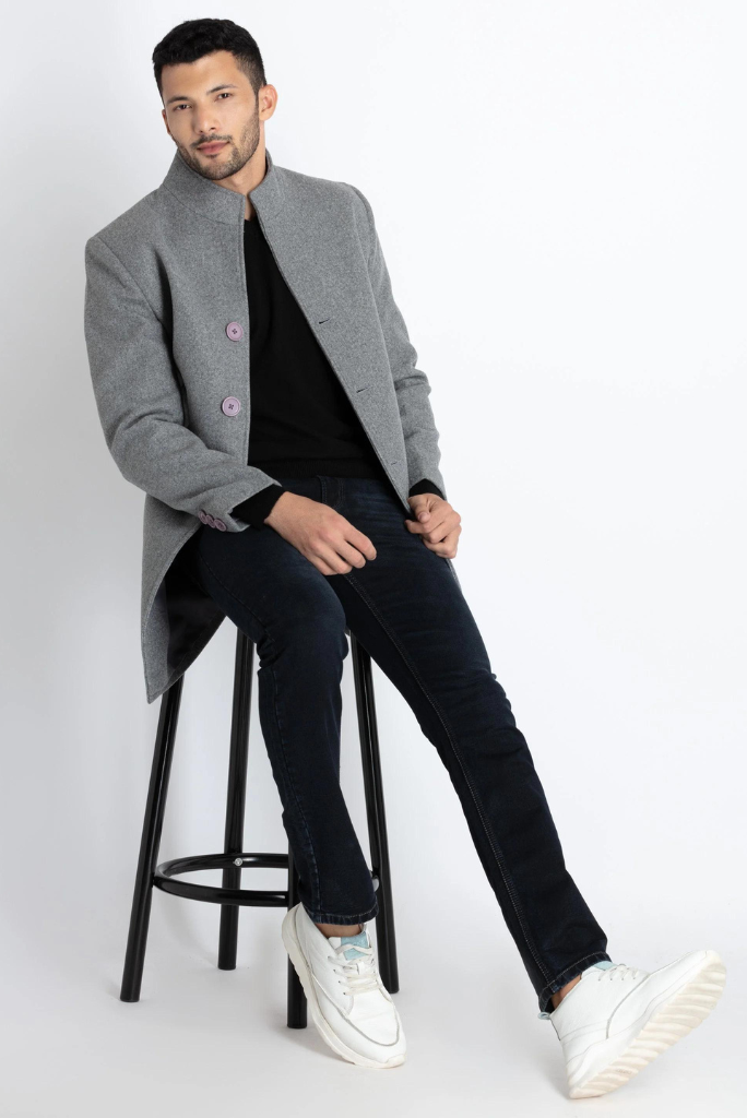 Men Grey Long Overcoat Vintage Long Coat Winter Long Coat |Sainly 54 Men Grey Long Overcoat Vintage Long Coat Winter Long Coat |Sainly 54