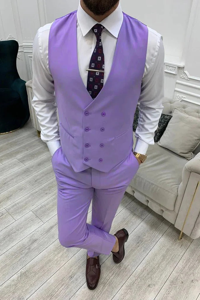 Purple Waistcoat Mens Wedding Vest Coat Purple Groomsmen Wear Sainly 40