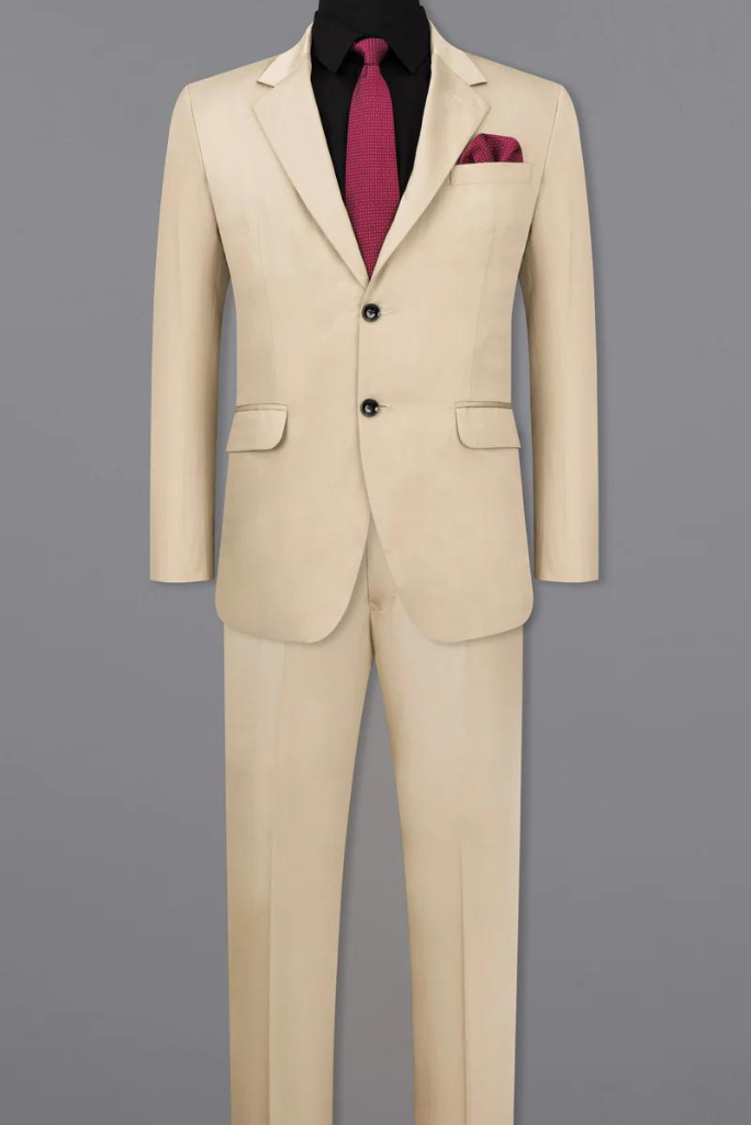 Men 2 Piece Suit Wedding Slim Fit Suit Beige Dinner Suit Sainly