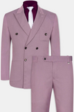 Men 2 Piece Suit Pink Double Breasted Suit Pink Wedding Suit Sainly