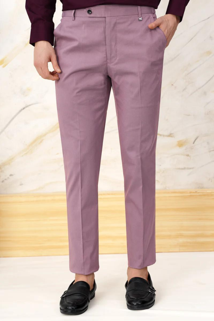 pink dress trousers Men Office Pant Stylish Trouser Office Pants Rose Pink Pants SAINLY 46