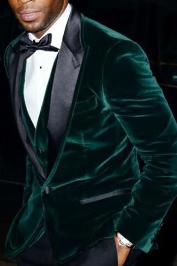 Velvet Green Suit Men Winter 3 Piece Suit Velvet Tuxedo Suit Sainly