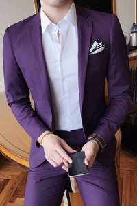 Men Purple 2 Piece Slim Fit Suit Wedding Suit Elegant Suit SAINLY