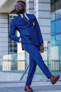 Blue Suit For Mens Double Breasted Suit Stylish Royal Blue Suit Wedding Groomsmen's Wear Dinner Suit Bespoke Suit Gift For Him