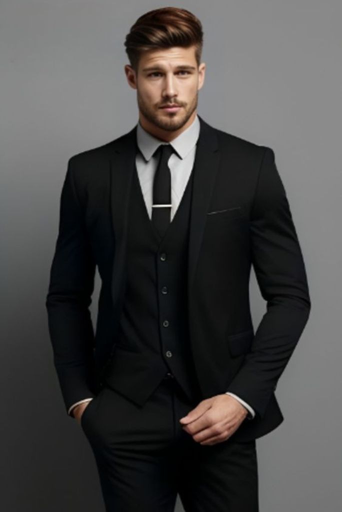 Sainly s Three Piece Black Wedding Suit For Men sainly-s-three-piece-black-wedding-suit-for-men