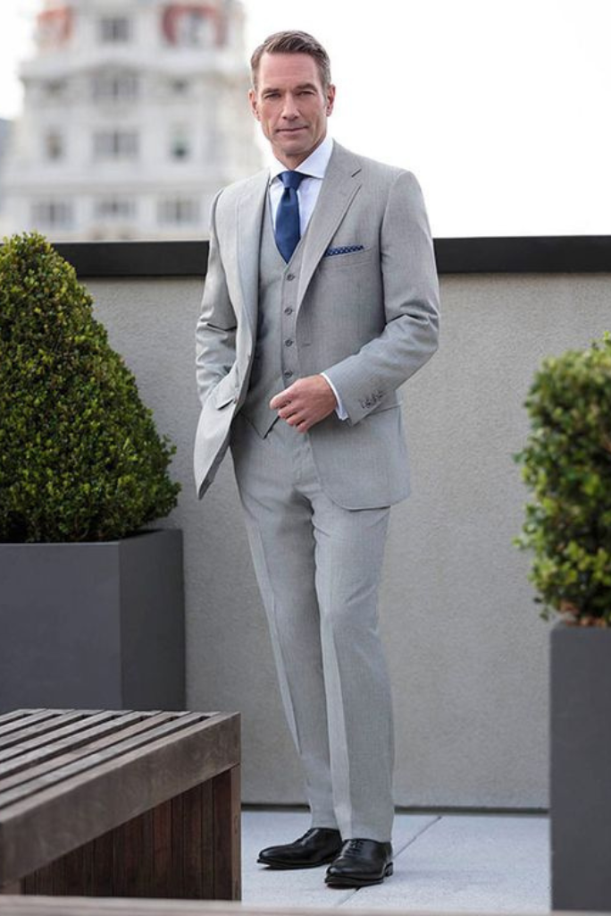 Men's Wedding 3 Piece Grey Suit Slim Fit Suit Dinner Suit SAINLY
