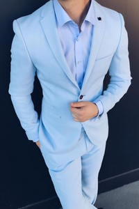 Men Sky Blue Suit Wedding Slim Fit Suit Formal Dinner Suits SAINLY