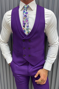 Men's Three Piece Suit Purple Wedding Suit Dinner Suit SAINLY 