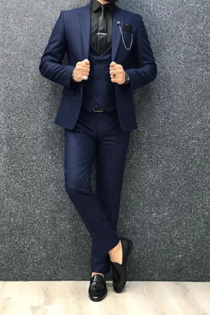 Sophisticated & Classic Navy Blue Suit For Men- Sainly Sophisticated & Classic Navy Blue Suit For Men- Sainly