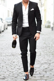 Men Black 2 Piece Suit Slim Fit Suit Wedding Elegant Suit Sainly