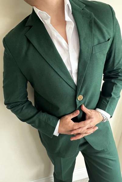 Pretty Color Matching Man's Wedding Suit Green 2 Pieces Slim Fit Men's Suits main image 0