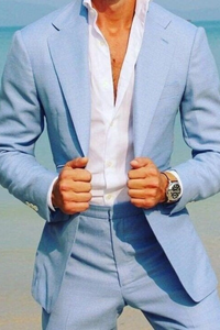 Men Sky Blue Suit 2 Piece Wedding Suit Dinner Suits SAINLY