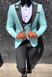 Men 3 Piece Suit Tuxedo Wedding Suit Dinner Suit Oxy Blue Sainly