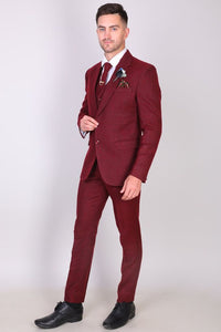 Men Maroon Suit Tweed 3 Piece Suit Vintage Winter Outwear Sainly