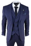 Men Tweed 3 Piece Blue Suit Winter Suit Wedding Prom Wear Sainly