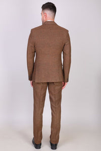 Men Brown Tweed Suit Winter Outwear Suit Wedding Suit 3 Piece Sainly 