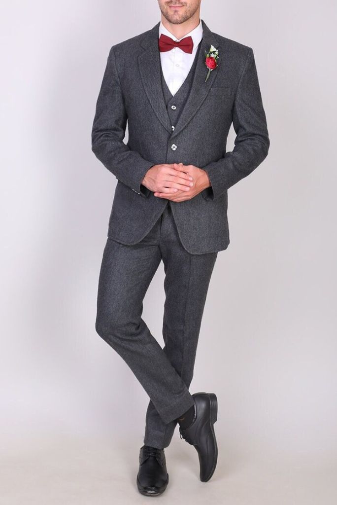 Men Grey Suit Tweed Grey Suit Winter Prom Wear Wedding Grey Suit