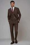Tweed Wool 3 Piece Vintage Suit Brown Mens Suit Wedding Winter Sainly