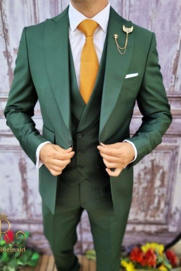 Men Wedding Suit Slim Fit Suit Green Three Piece Suit Men Sainly– SAINLY
