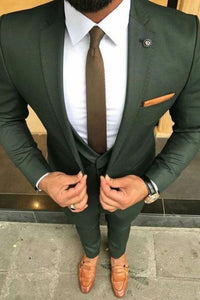 Green Wedding Suit For Him Forest Green Prom Wear Wedding Suit Dinner Suit Bespoke Men's Slim Fit Three Piece Suit