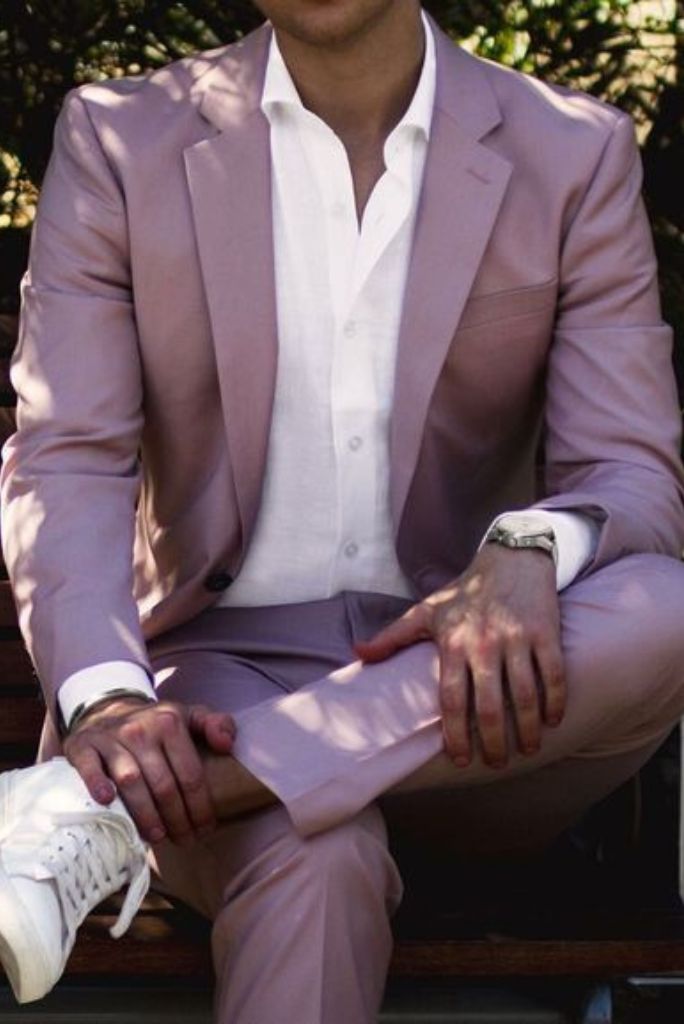Men Two Piece Suit Formal Wedding Suit Dinner Suit Lavender Sainly 52 / 36