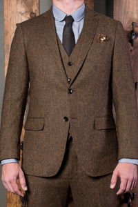Men Brown Tweed Suit 3 Piece Wedding Suit Winter Wear Suit Sainly