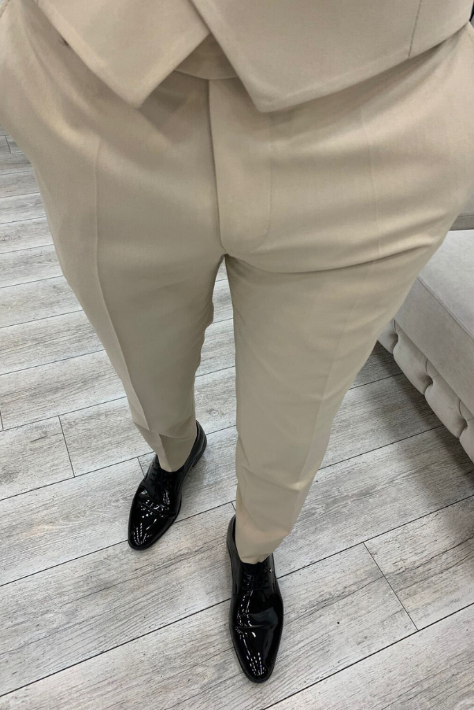 prada beige dress Mario Cavani Beige Plaid Dress Pants 31 main image 1