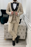 Men 3 Piece Beige Wedding Suit Tuxedo Formal Wear Sainly
