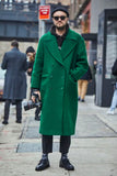 Men Green long Overcoat Vintage Long Coat Green Winter Coat Sainly