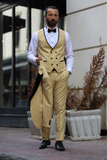 Men Tuxedo Suit Cream 3 Piece Suit Slim Fit Suit Sainly
