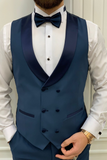 Men Tuxedo 3 Piece Suit Slim Fit Suit Blue Wedding Suit Sainly