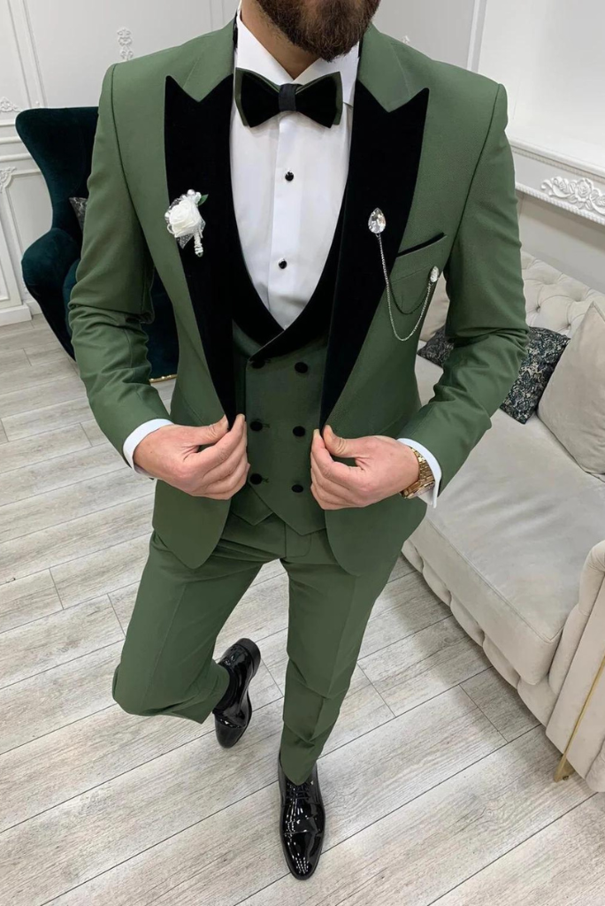 Men Green 3 Piece Suit Tuxedo Suit Wedding Formal Suit Sainly– SAINLY