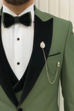 Men Green 3 Piece Suit Tuxedo Suit Wedding Formal Suit Sainly