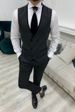 Men 3 Piece Tuxedo Suit Black Wedding Suit Three Piece Suit SAINLY