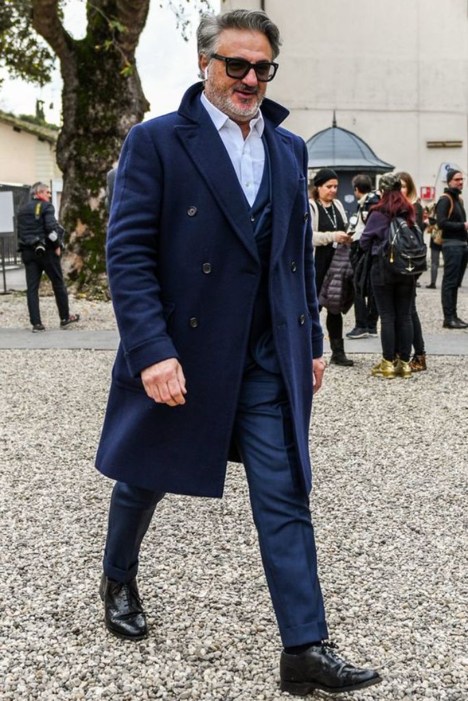 Sainly's navy blue wool trench coat for men– SAINLY