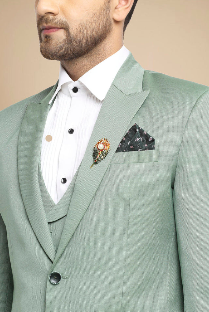 Mint green 2025 slim fit suit
