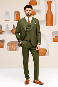 Men's 3 Piece Olive Green Suit Slim Fit Suit Elegant Wedding Suit Dinner Suit Formal Party Wear Bespoke