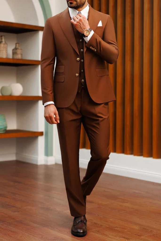 Brown wedding suit 100% made in Italy