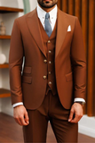 Mens Brown 3 Piece Suit Wedding Elegant Dinner Suit Sainly