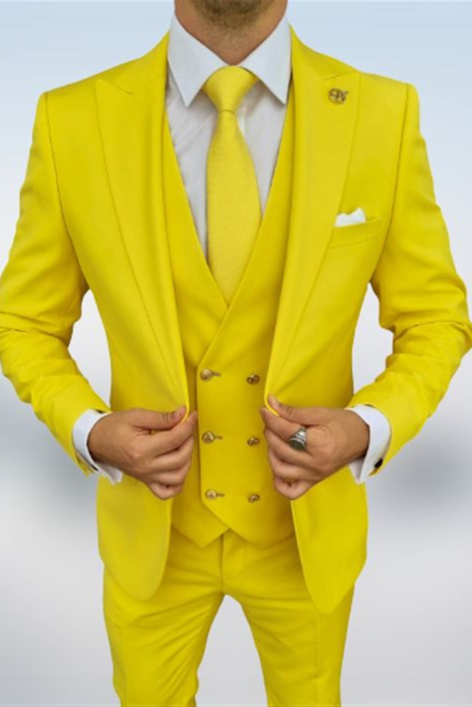 Stylish Cotton Blend Yellow 3-Piece Suit For Boys