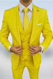Men 3 Piece Suit Yellow Wedding Formal Slim Fit Dinner Suit Sainly