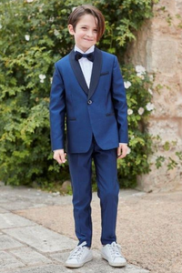 Boys 2 Piece Suit Tuxedo Blue Teen Elegant Suit Kids Wear Sainly